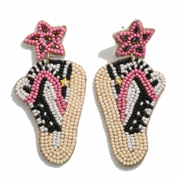 Seed Bead Sneaker and Star Drop Earrings

- Approximately 3" L