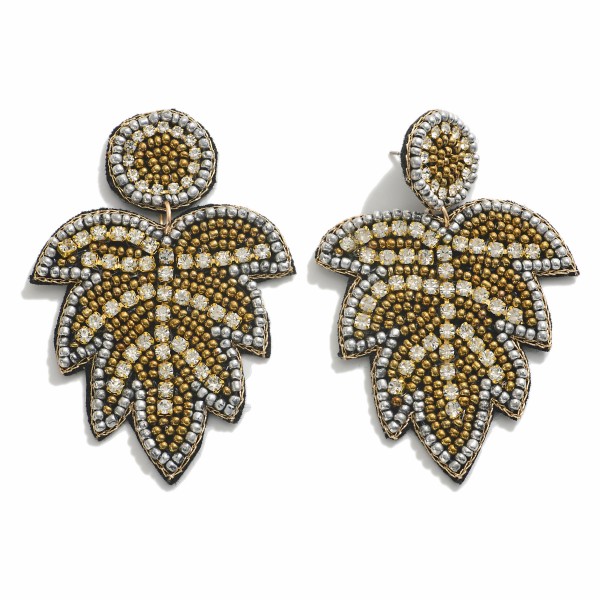 Wholesale seed Bead Rhinestone Leaf Drop Earrings L