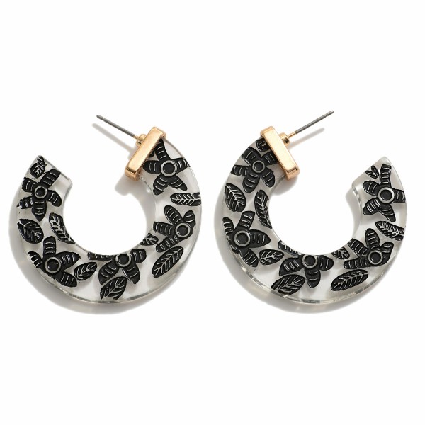 Acetate Hoop Earrings Featuring Flower Print

- Approximately 1.5" Diameter