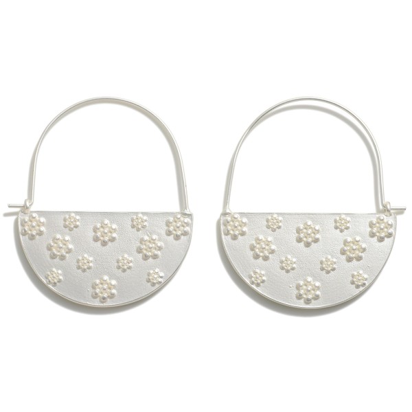 Wholesale half Circle Drop Earrings Raised Flower Detail L