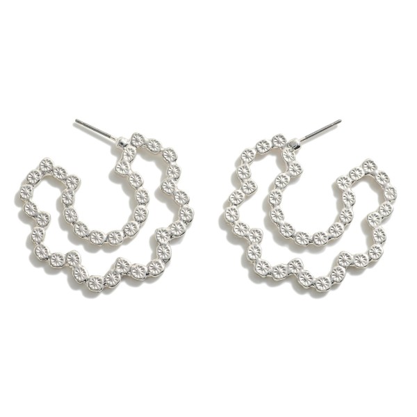 Wholesale wavy Flower Drop Hoop Earrings L