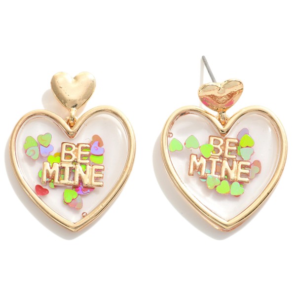 Heart Glitter "Be Mine" Post Drop Earrings

- Approximately 1.25" L