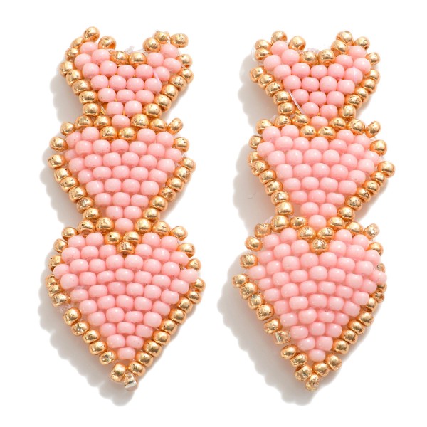 Seed Bead Heart Post Drop Earrings

- Approximately 1.5" L