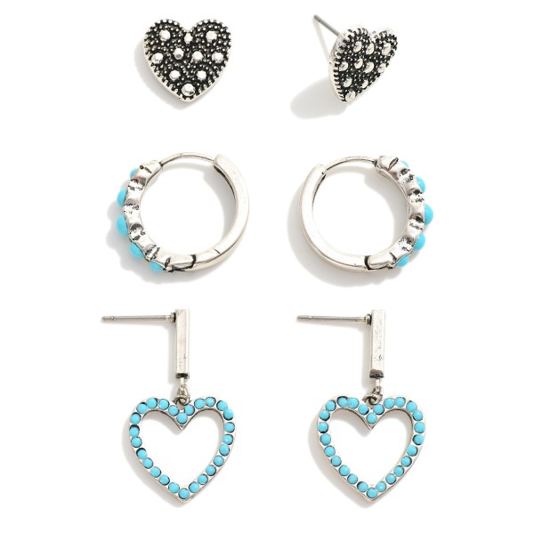 Wholesale set Western Heart Drop Hoop Earrings L L