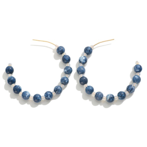 Wholesale semi Precious Beaded Drop Hoop Earrings Diameter