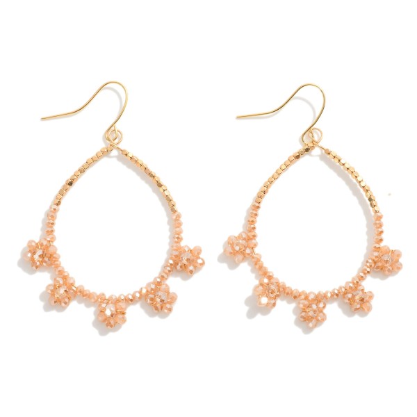 Beaded Teardrop Earrings Featuring Beaded Flower Detail 

- Approximately 1.75" L