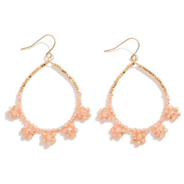 Beaded Teardrop Earrings Featuring Beaded Flower Detail 

- Approximately 1.75" L