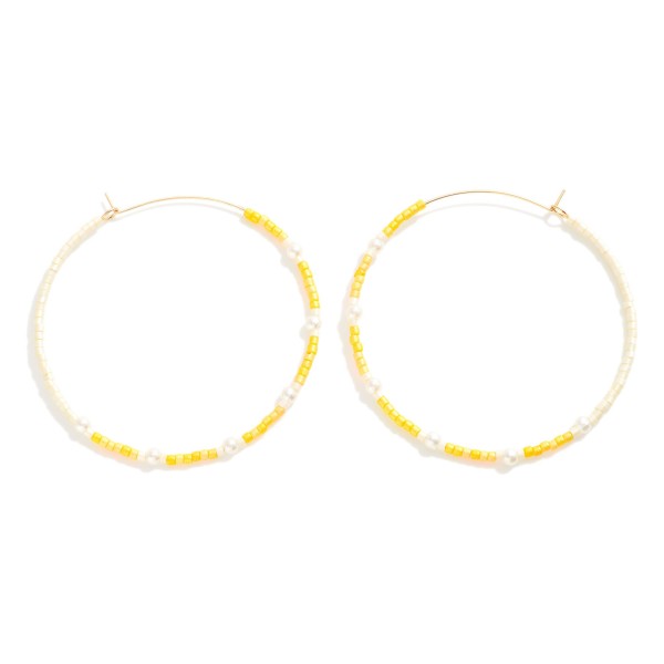 Wholesale dainty Hoop Earring Beaded PEarl Detail L