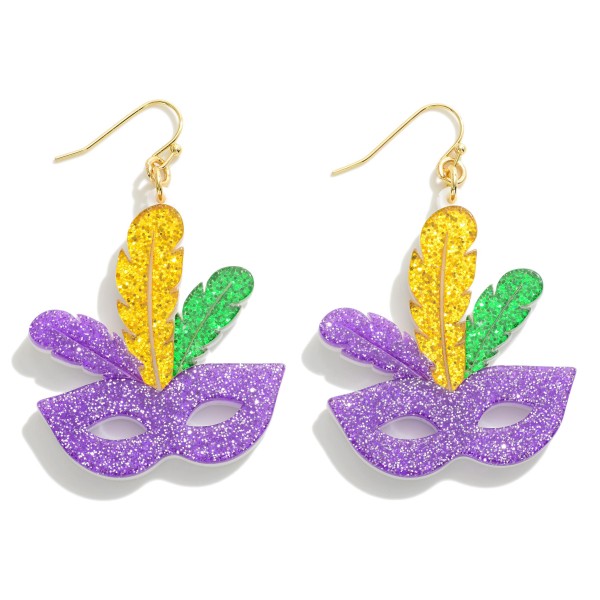 Wholesale glitter Mardi Gras Mask Drop Earrings L