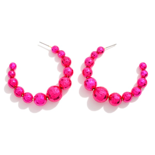 Drop Hoop Earrings Featuring Disco Ball Beads

- Approximately 1.5" L