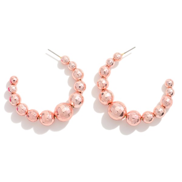 Drop Hoop Earrings Featuring Disco Ball Beads

- Approximately 1.5" L