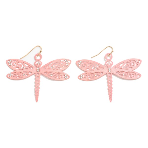Wholesale metal Dragonfly Drop Earring Rhinestone Accents L