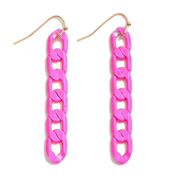 Coated Chain Link Drop Earring With Metallic Accents

- Approximately 2.25" L