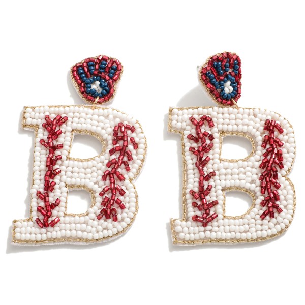 Wholesale seed Bead Baseball B Drop Earrings L