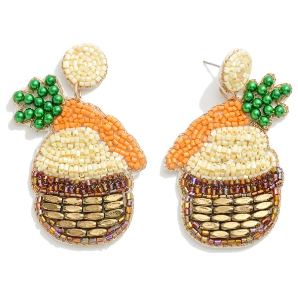 Wholesale carrot Easter Basket Seed Beaded Drop Earrings L