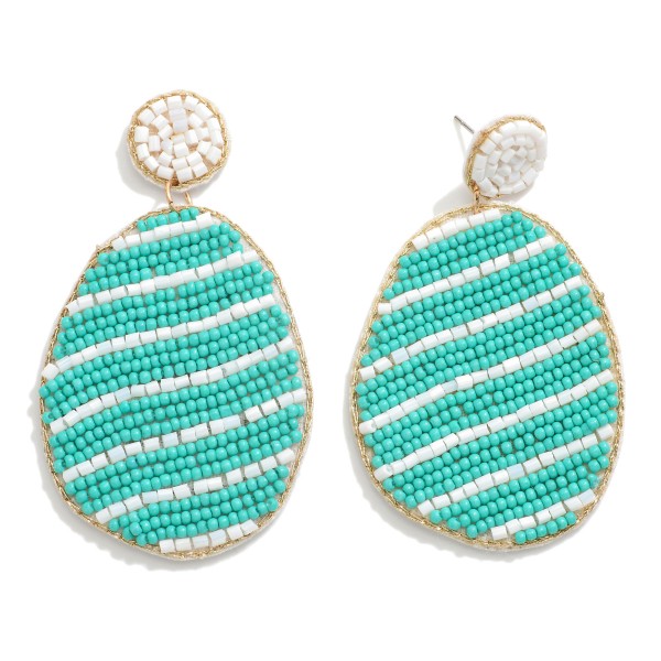 Wholesale easter Egg Seed Beaded Drop Earring Dyed Print Designs L