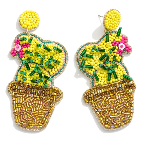 Wholesale seed Beaded Cactus Drop Earrings Spikey Details L