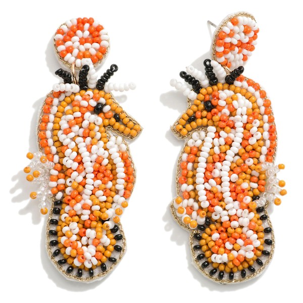 Seed Beaded Seahorse Drop Earrings 

- Approximately 2.75" L