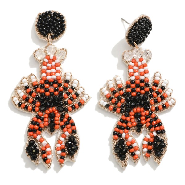 Seed Beaded Lobster Drop Earrings 

- Approximately 2.5" L