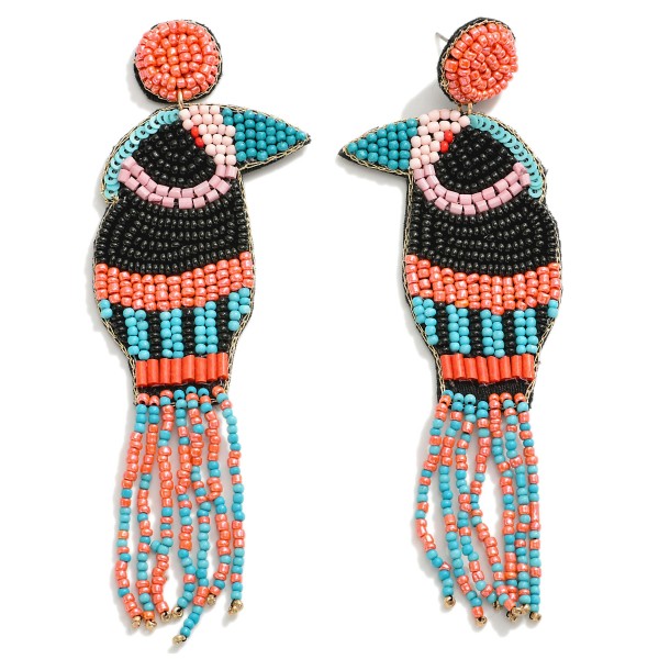 Wholesale seed Beaded Toucan Drop Earrings Tassel Feather Detail L