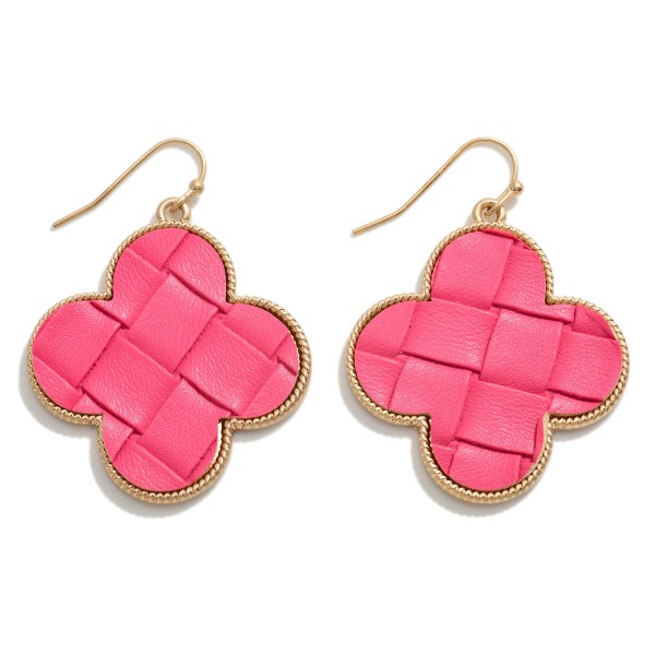 Wholesale leather Weave Clover Drop Earrings L