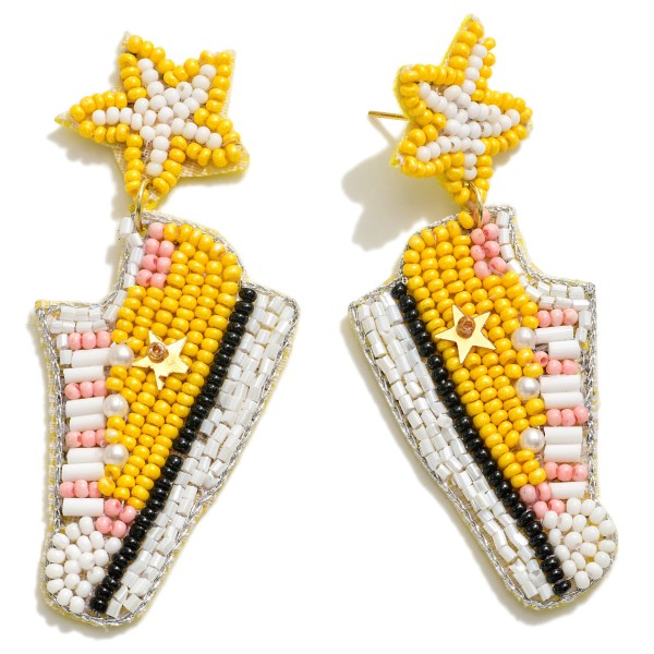 Seed Beaded Star Sneaker Drop Earrings

- Approximately 2.5" L