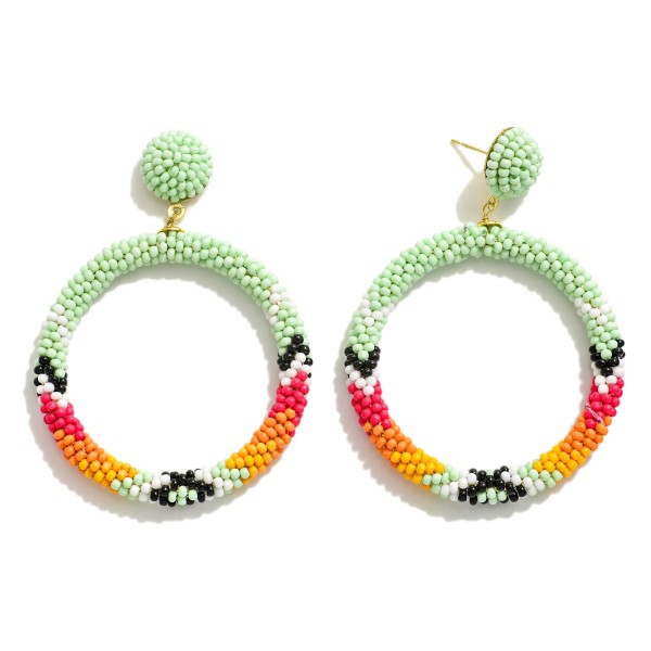 Wholesale western Seed Bead Hoop Drop Earrings L