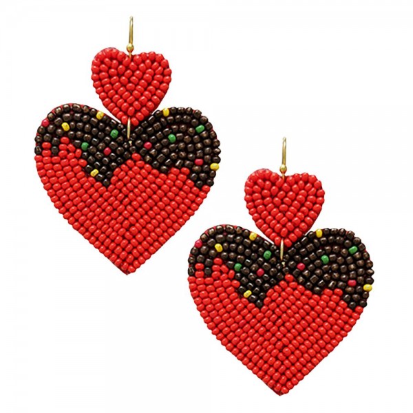 Wholesale seed Beaded Chocolate Dipped Heart Drop Earrings L