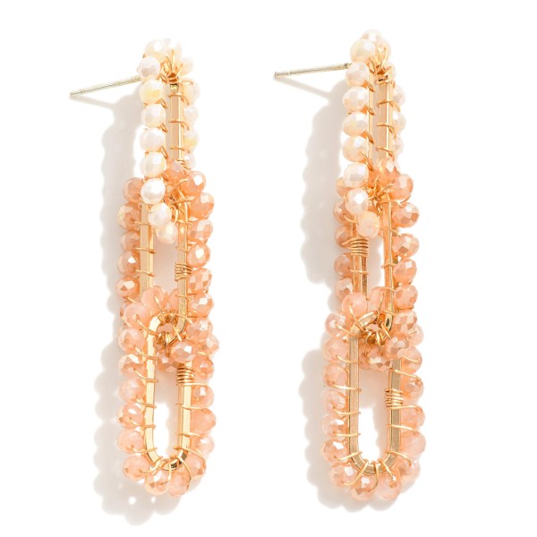 Wholesale linked Beaded Chain Link Drop Earrings L
