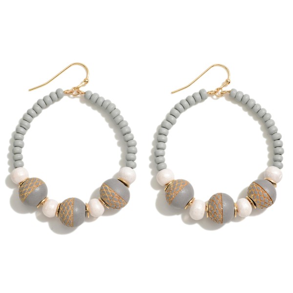 Wholesale wood Beaded Drop Earring Fishnet Accent Bead L