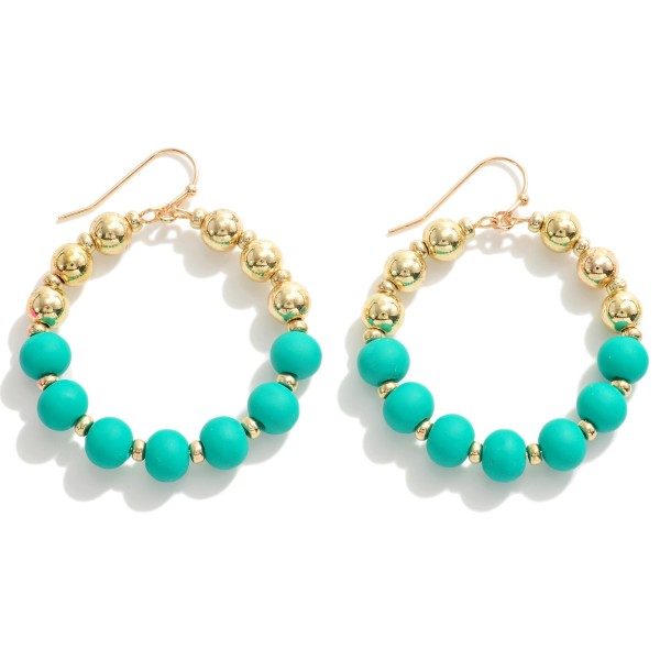 Wholesale beaded Hoop Drop Earrings Matte Gold Beads L