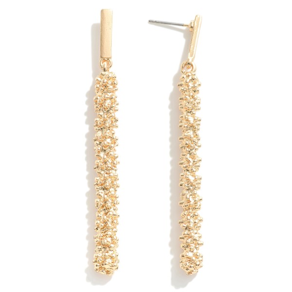 Wholesale textured Metal Cylinder Drop Earrings L