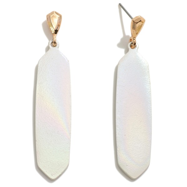 Iridescent Coated Metal Drop Earrings 

- Approximately 2" L