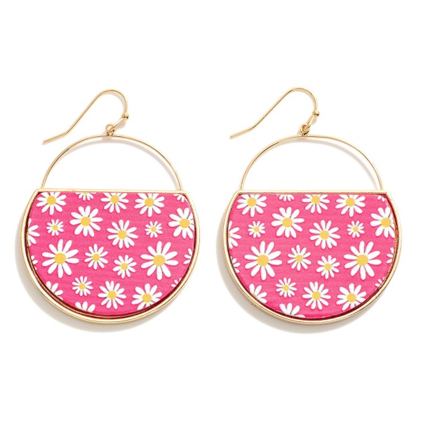 Wholesale circular Metal Drop Earring Flower Print L