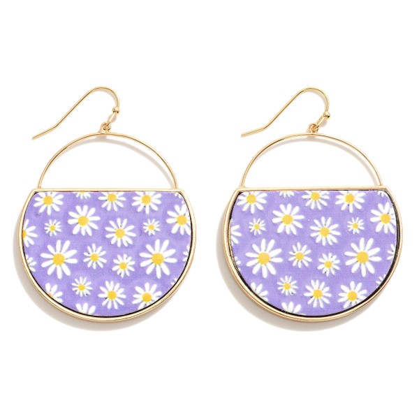 Wholesale circular Metal Drop Earring Flower Print L