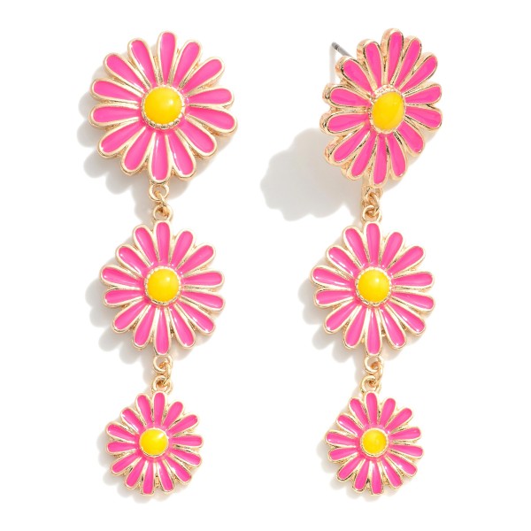 Waterfall Enamel Flower Drop Earrings 

- Approximately 2.25" L