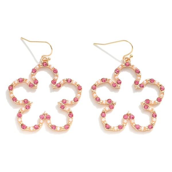 Wholesale beaded Pearl Studded Flower Drop Earrings L