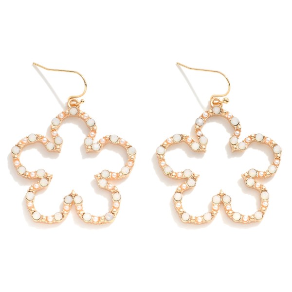 Wholesale beaded Pearl Studded Flower Drop Earrings L