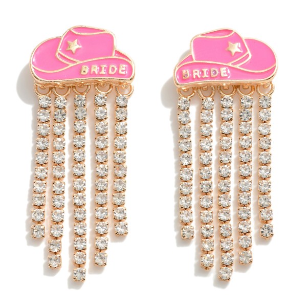 Wholesale bride Cowboy Hat Waterfall Rhinestone Tassel Detail L