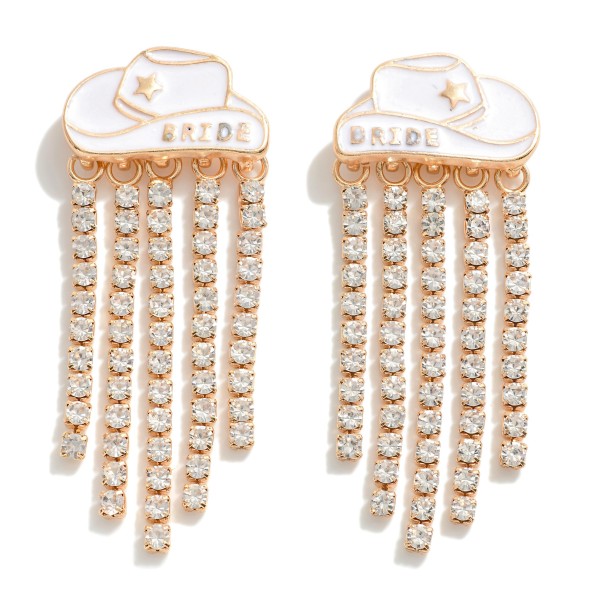 Wholesale bride Cowboy Hat Waterfall Rhinestone Tassel Detail L