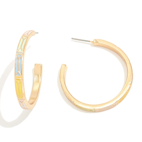 Wholesale drop Hoop Earrings Enamel Geometric Rectangle Details L