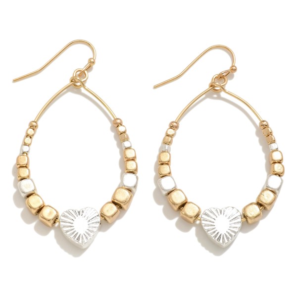 Wholesale dainty Metal Teardrop Earrings Beaded Heart Details L