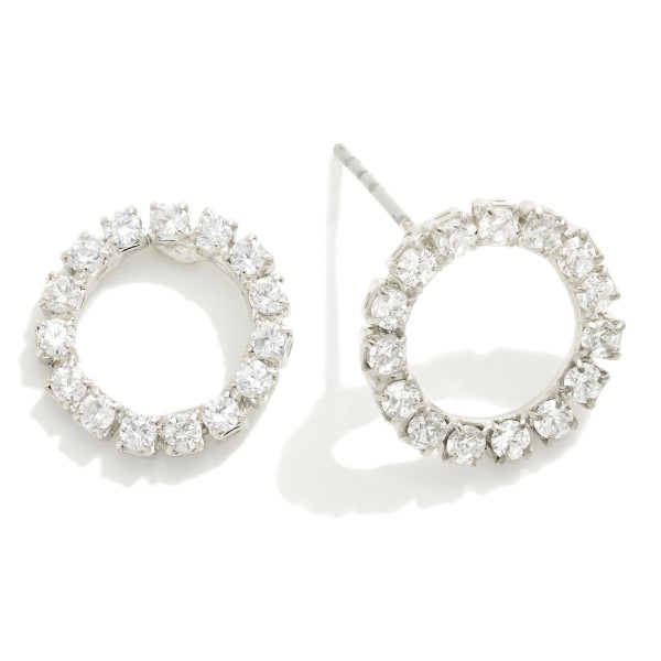Wholesale circular Premium Cubic Zirconia Stud Earrings L