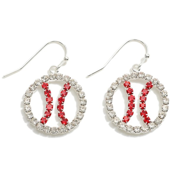 Wholesale silver Rhinestone Baseball Drop Earrings L