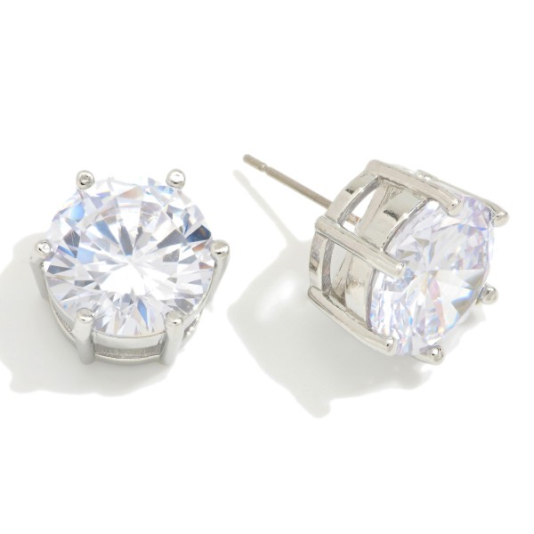 Round Cubic Zirconia Stud Earring

- Approximately 12mm 