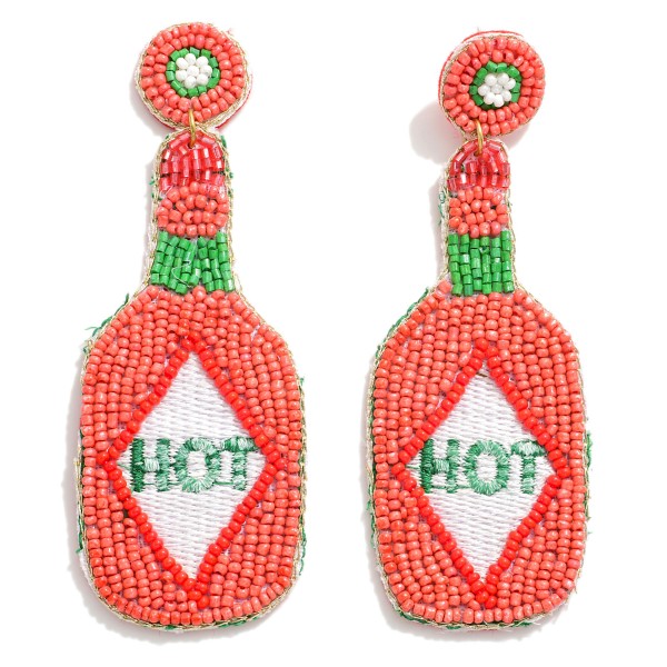 Seed Bead Hot Sauce Drop Earrings

- Approximately 3.75" L