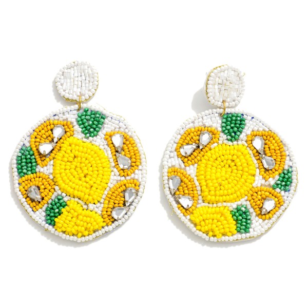 Wholesale seed Bead Lemon Drop Earrings Rhinestone Accents L