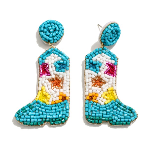 Seed Bead Star Cowboy Boot Drop Earrings

- Approximately 2.25" L