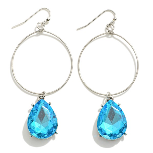 Wholesale wire Loop Drop Earrings Linked Pear Cut Rhinestone Charms L