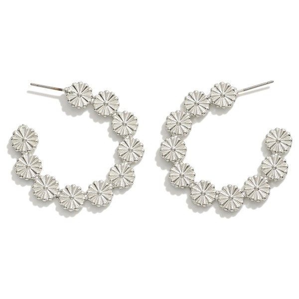 Wholesale linked Daisy Flower Drop Hoop Earrings L